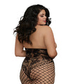 Dreamgirl Open-Cup Bodystocking With Knitted Lace Teddy Design Black Queen - Fantasies Boutique
