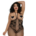 Dreamgirl Open-Cup Bodystocking With Knitted Lace Teddy Design Black Queen - Fantasies Boutique