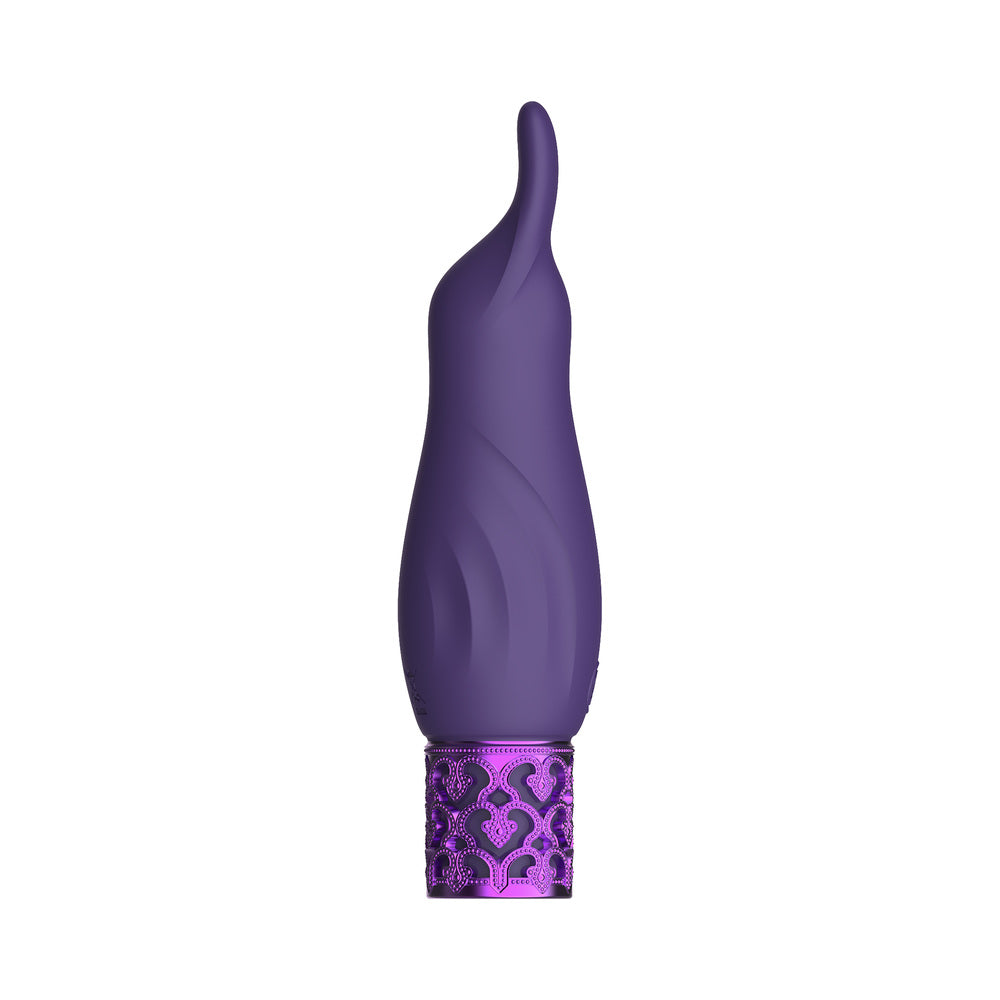 Royal Gems Sparkle Rechargeable Flicking Silicone Bullet Vibrator Purple