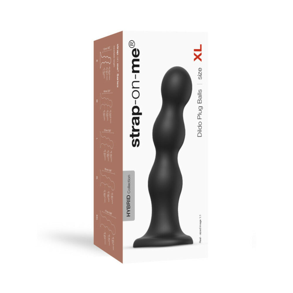 Strap-On-Me Hybrid Collection Silicone Dildo Plug Balls Black XL - Fantasies Boutique