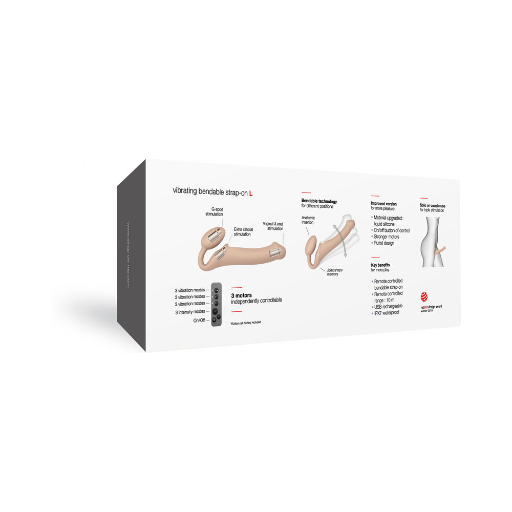 Strap-On-Me Rechargeable Remote-Controlled Silicone Vibrating Bendable Strap-On Vanilla L - Fantasies Boutique