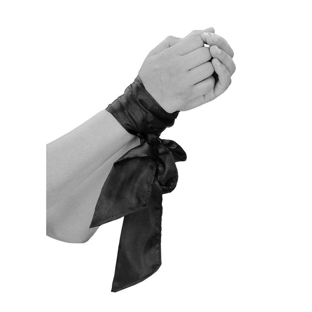 Ouch! Black & White Bondage Silky Ribbon Black - Fantasies Boutique