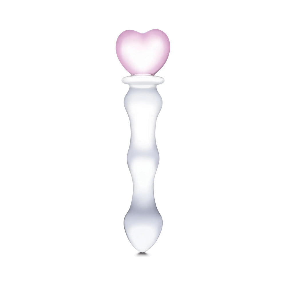 Glas 8 in. Sweetheart Glass Dildo with Pink Heart-Shaped Handle - Fantasies Boutique