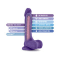 Au Naturel Bold Thrill 8.5 in. Posable Dual Density Dildo with Balls Purple - Fantasies Boutique