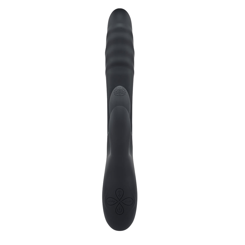Playboy Rapid Rabbit Rechargeable Silicone Dual Stimulation Vibrator Black - Fantasies Boutique