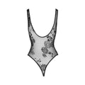 Noir Handmade Tulle Bodysuit With Patterned Flock Embroidery M - Fantasies Boutique