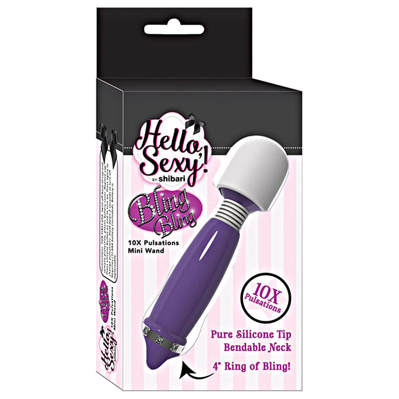 Hello Sexy Bling Mini Wand Rechargeable 10X Purple - Fantasies Boutique