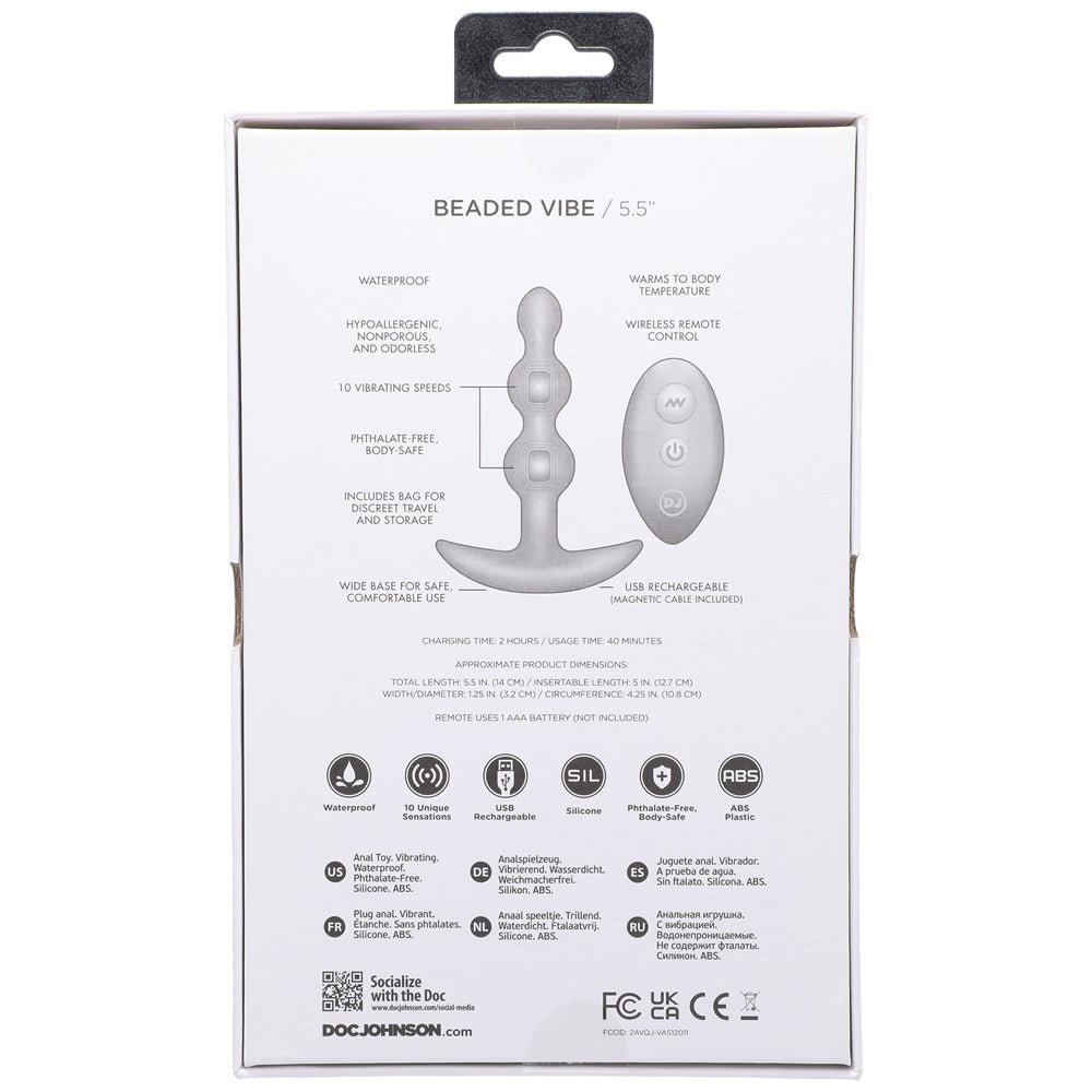 A-Play BEADED VIBE Rechargeable Silicone Anal Plug with Remote Purple - Fantasies Boutique