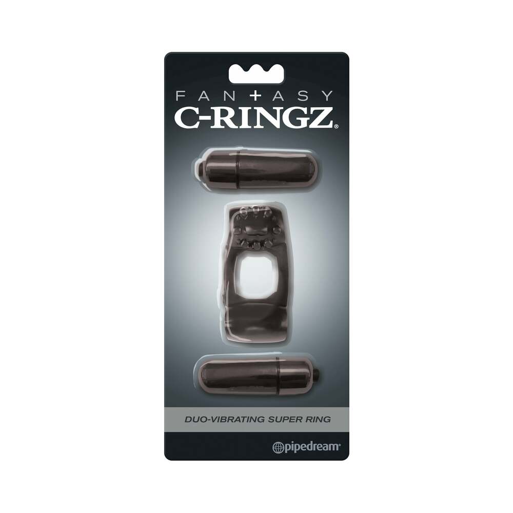 Fantasy C-Ringz Duo-Vibrating Super Ring With Dual Bullets Black - Fantasies Boutique