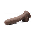 Curve Toys FLESHSTIXXX Rechargeable 8 in. Posable Vibrating Dildo with Balls & Suction Cup Brown - Fantasies Boutique