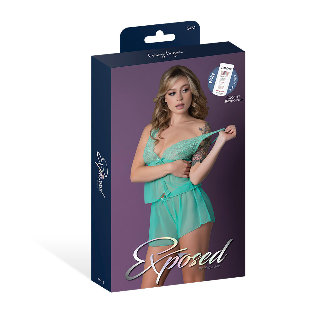 Magic Silk Caribbean Crush Flutter Cami & Short Set Aqua Glow S/M