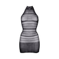 Le Desir High Lace Neck Net Mini Dress Black O/S - Fantasies Boutique