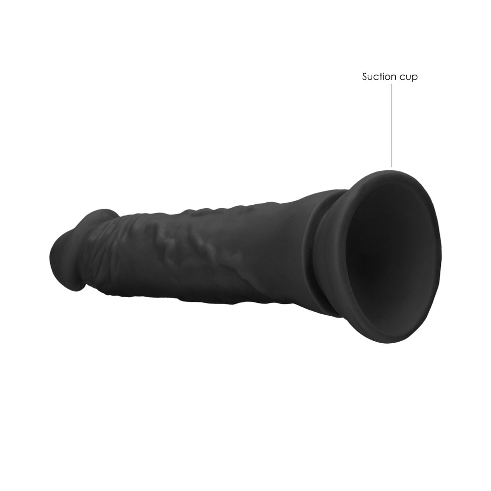 RealRock Realistic 7 in. Dildo With Suction Cup Black - Fantasies Boutique