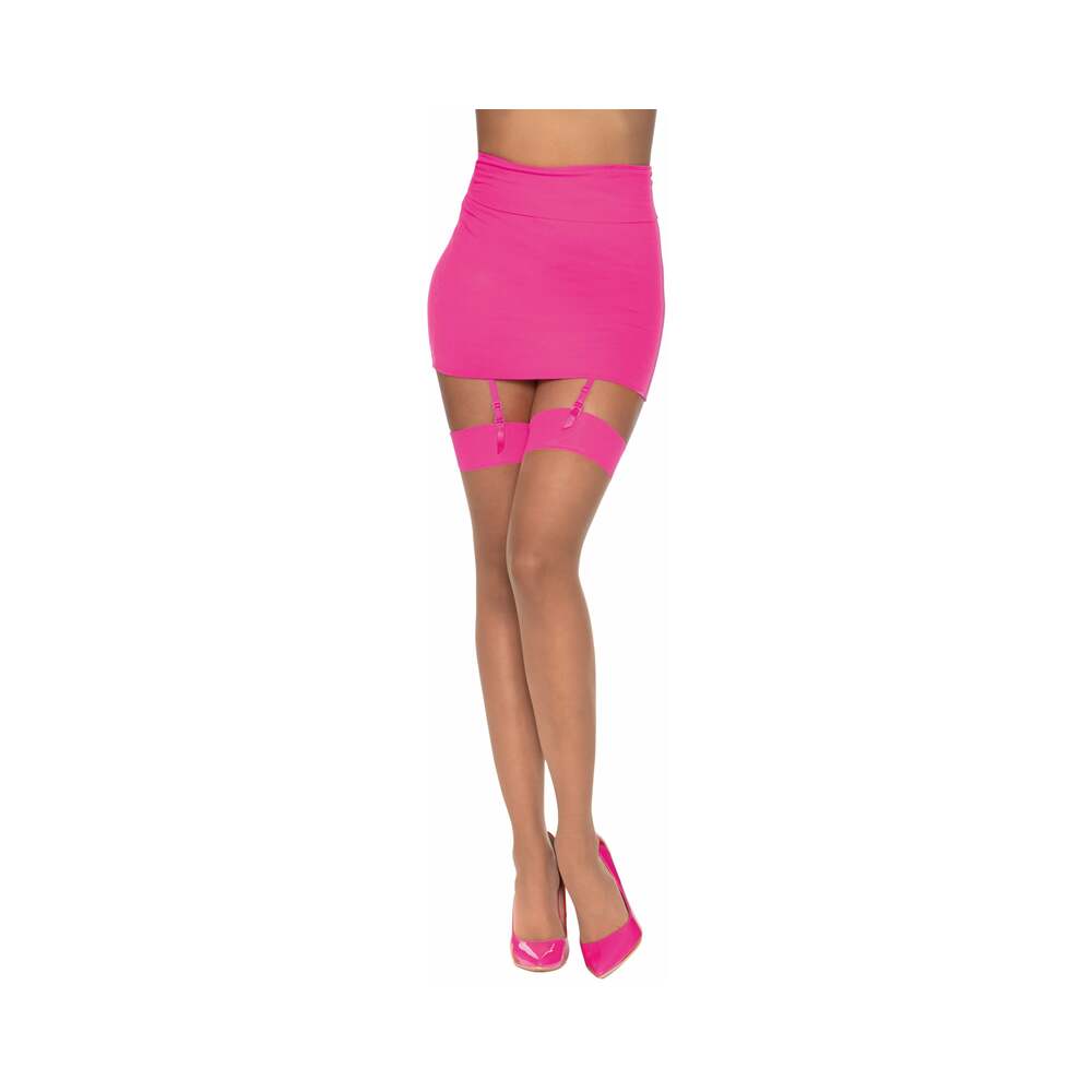 Dreamgirl Cuban Sheer Thigh-High with Contrast Seam Detail Nude/Hot Pink OS - Fantasies Boutique