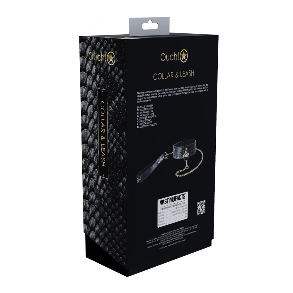 Ouch! International Florence Collection Collar with Leash Black