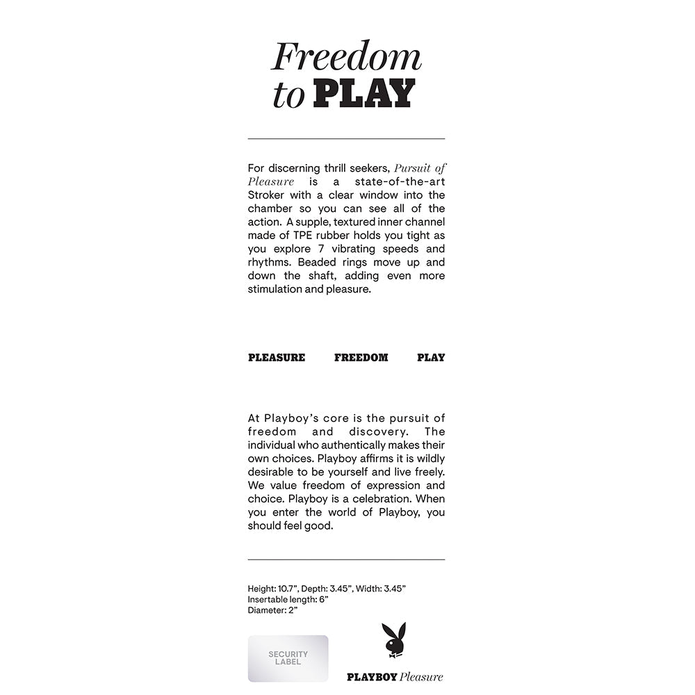 Playboy Pursuit Of Pleasure Rechargeable Vibrating Beaded Stroker - Fantasies Boutique