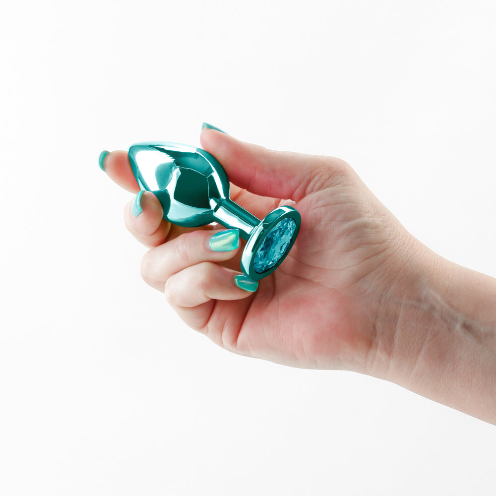 Rear Assets Metal Anal Plug Medium Teal - Fantasies Boutique