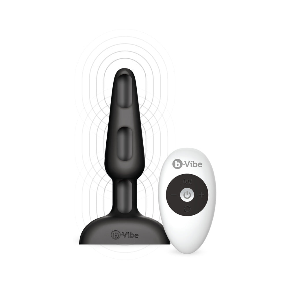b-Vibe Trio Rechargeable Remote-Controlled Triple-Motor Vibrating Silicone Anal Plug Black - Fantasies Boutique