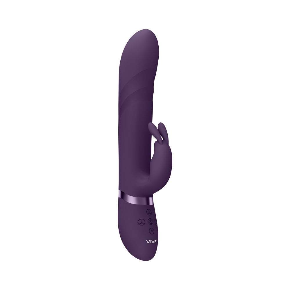 VIVE NARI Rechargeable Silicone G-Spot Rabbit Vibrator with Rotating Beads Purple - Fantasies Boutique