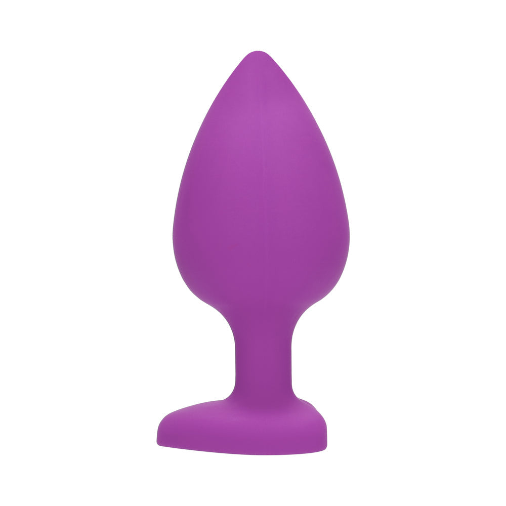 Ouch! Flexible Silicone Diamond Heart Butt Plug Purple Extra Large