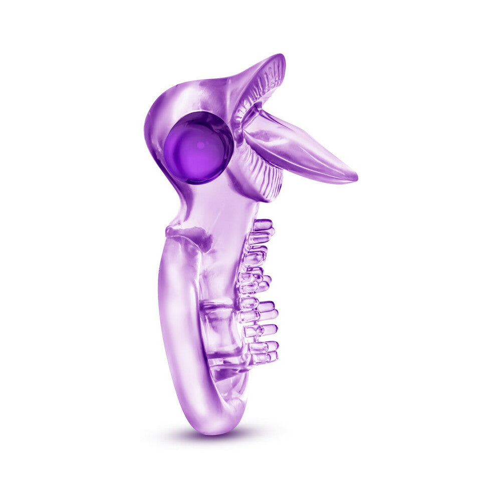 Play with Me Lick It Vibrating Double Strap Cockring Purple - Fantasies Boutique