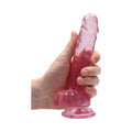 RealRock Crystal Clear Realistic 7 in. Dildo With Balls and Suction Cup Pink - Fantasies Boutique