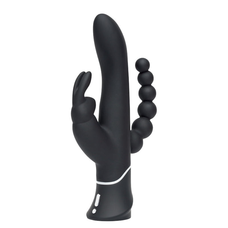 Happy Rabbit Triple Rechargeable Silicone Dual-Entry Rabbit Vibrator Black - Fantasies Boutique