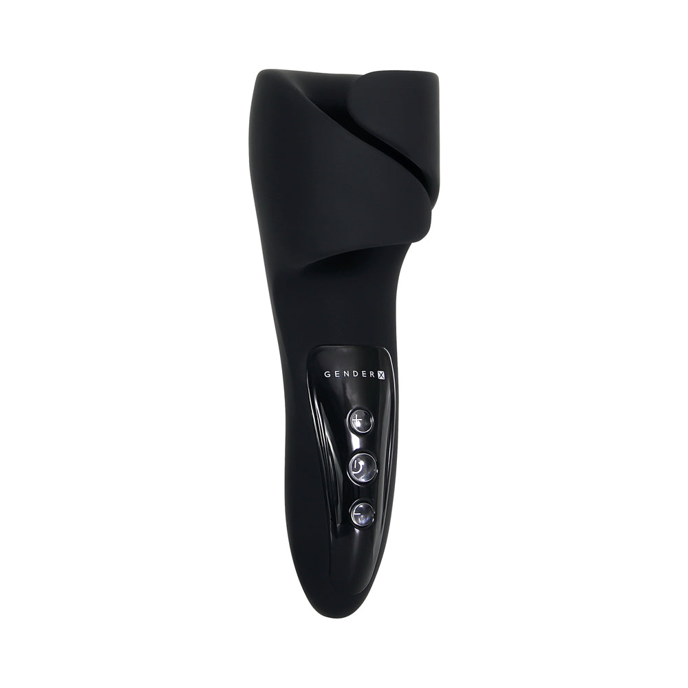 Gender X The Embrace Rechargeable Vibrating Pulsing Silicone Masturbator Black - Fantasies Boutique