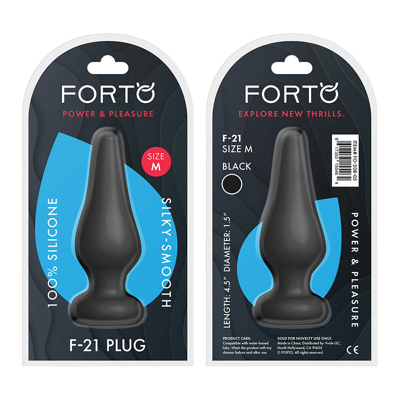 Forto F-21 Tear Drop Silicone Anal Plug Medium Black - Fantasies Boutique