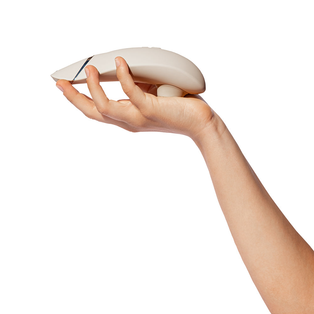 Womanizer Premium 2 Rechargeable Silicone Luxurious Pleasure Air Clitoral Stimulator Warm Gray - Fantasies Boutique