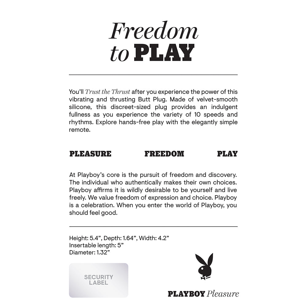 Playboy Trust The Thrust Thrusting Vibrating Anal Plug Black - Fantasies Boutique