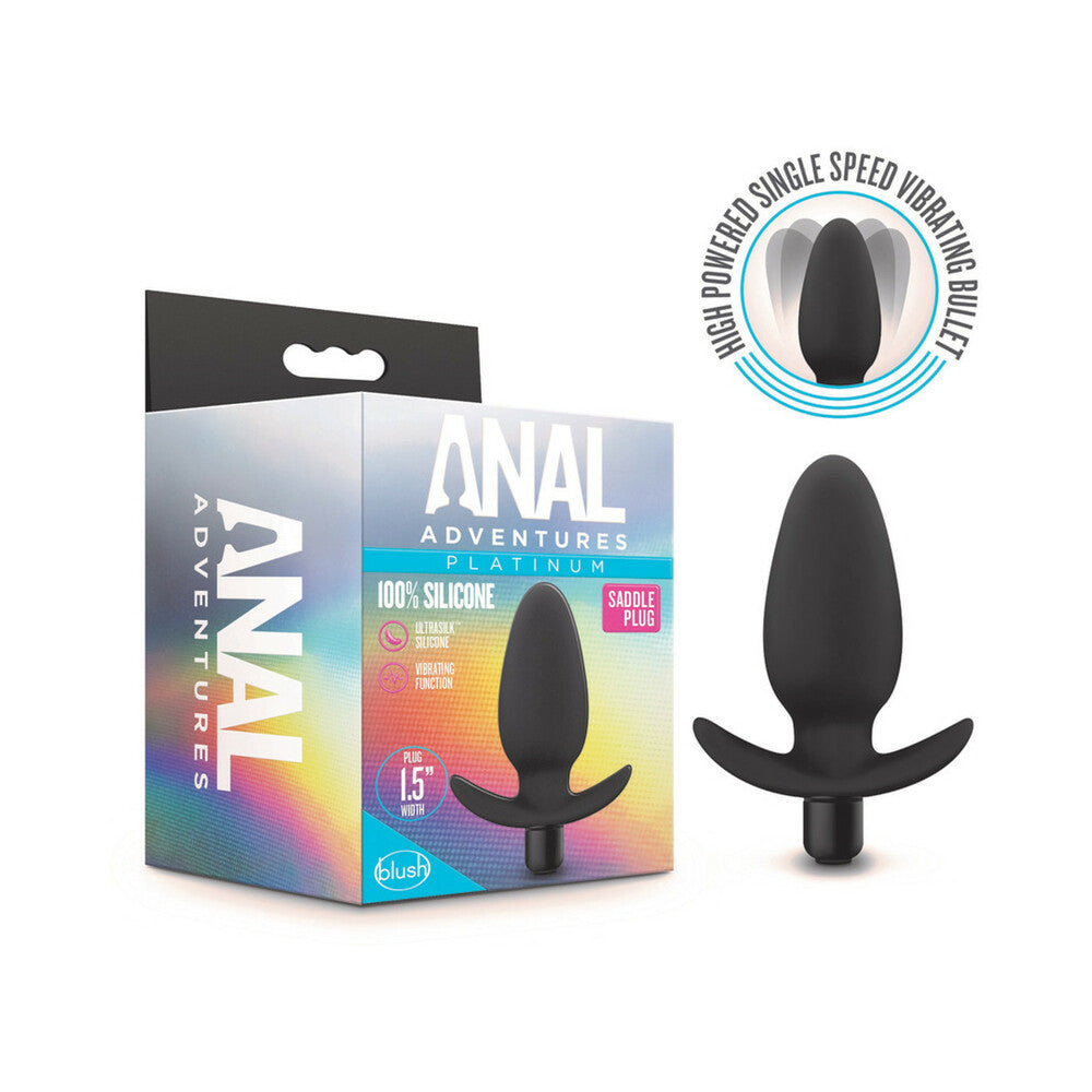 Anal Adventures Platinum Silicone Vibrating Saddle Plug Black - Fantasies Boutique