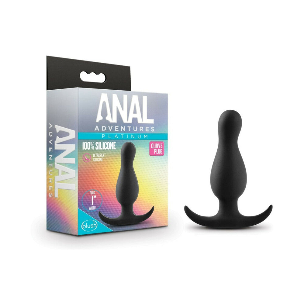 Anal Adventures Platinum Silicone Curve Plug Black - Fantasies Boutique