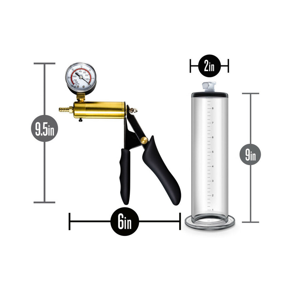 Blush Performance VX6 Vacuum Penis Pump with Brass Pistol & Pressure Gauge Clear - Fantasies Boutique