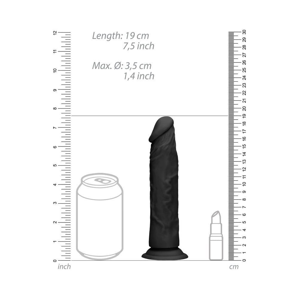 RealRock Realistic 7 in. Dildo With Suction Cup Black - Fantasies Boutique