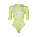 Le Desir Bliss Short Sleeve Fishnet Teddy Green O/S - Fantasies Boutique