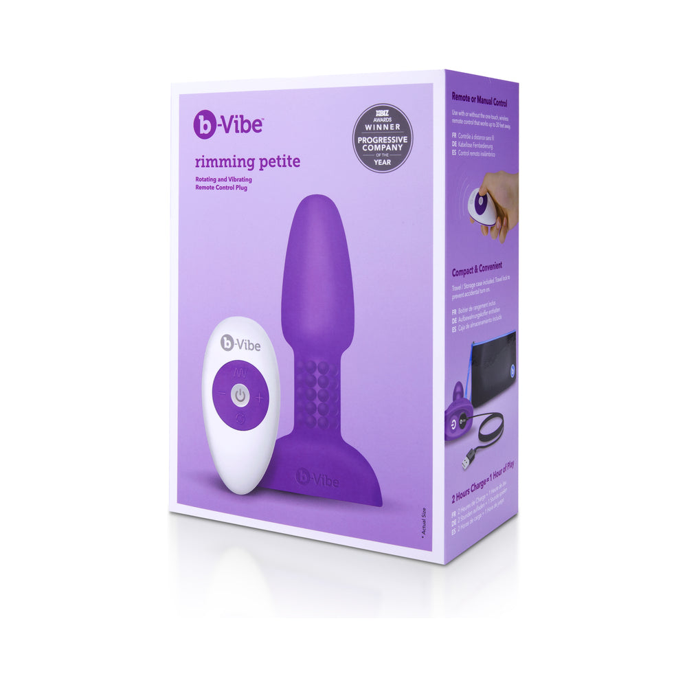 b-Vibe Rimming Petite Rotating and Vibrating Remote Control Plug Purple - Fantasies Boutique