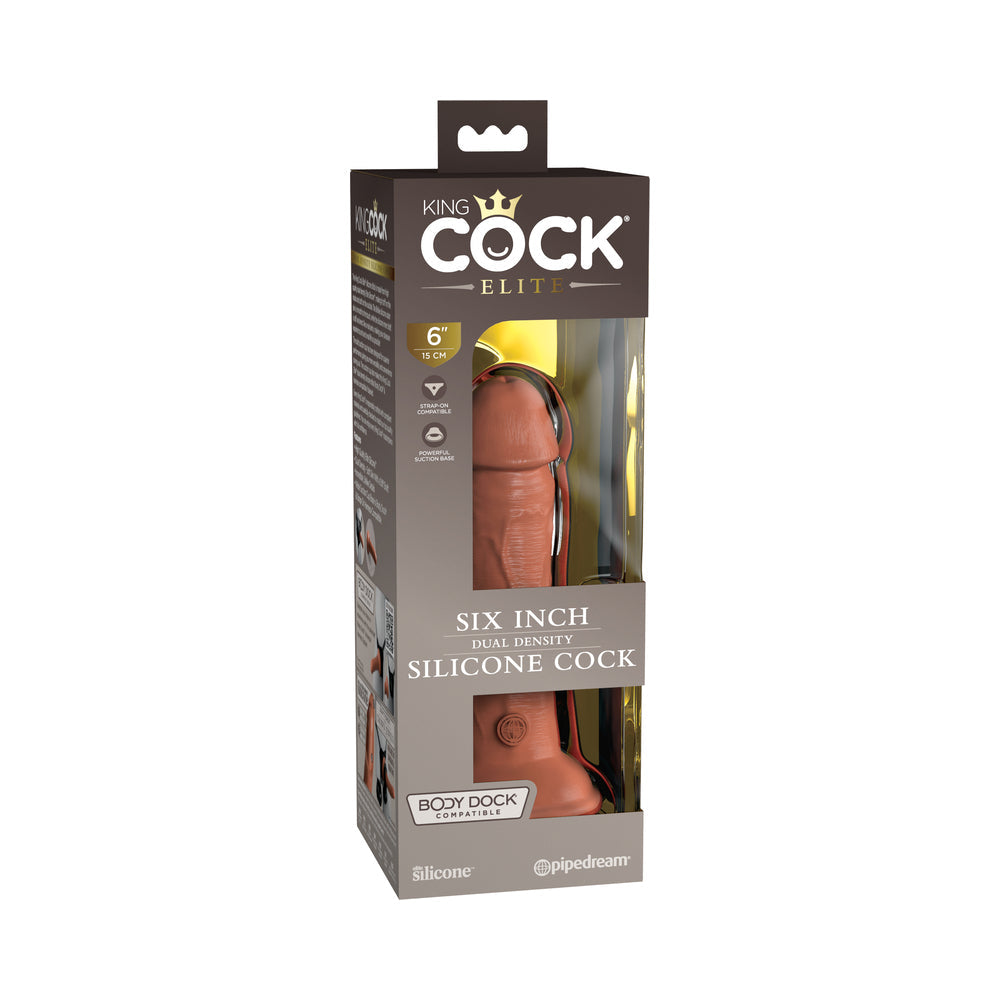 King Cock Elite 7 in. Dual Density Silicone Cock Realistic Dildo With Suction Cup Tan - Fantasies Boutique