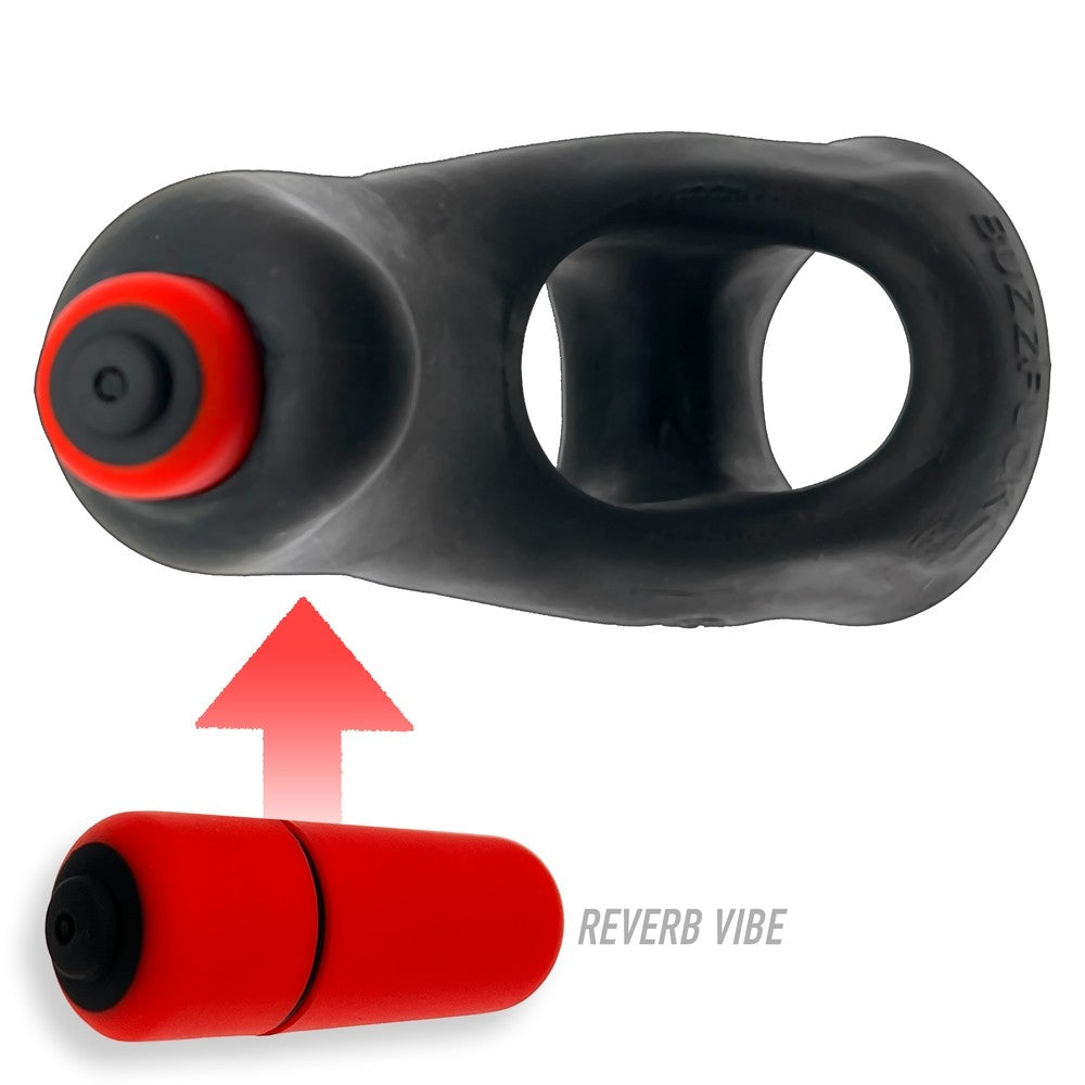 Hunkyjunk Buzzfuck Cock & Ball Sling with Taint Vibrator Tar Ice - Fantasies Boutique