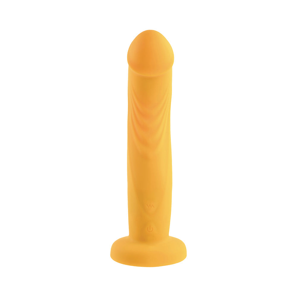 Gender X Sweet Embrace Vibrating 7 in. Dildo and Jock-Style Strap-On Harness Set Yellow/Black - Fantasies Boutique