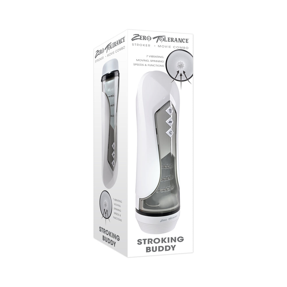 Zero Tolerance Stroking Buddy Rechargeable Vibrating Stroker White - Fantasies Boutique