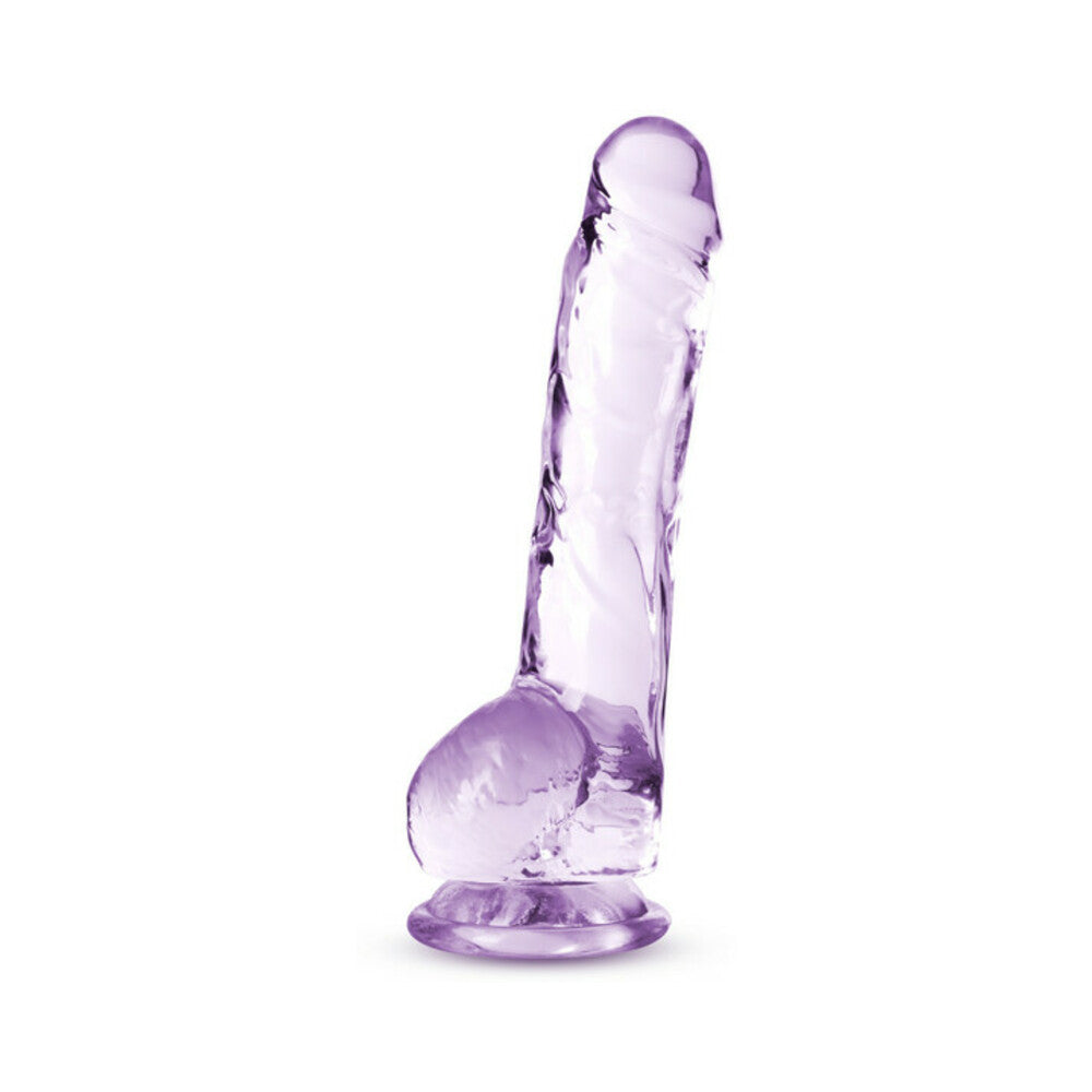 Naturally Yours Crystalline 8 in. Dildo with Balls Amethyst - Fantasies Boutique
