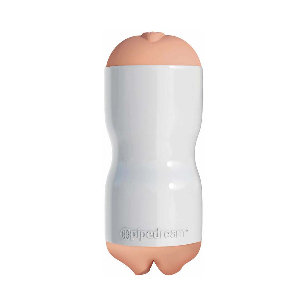 PDX Tight Grip Pussy & Mouth Dual Density Squeezable Masturbator Beige/White - Fantasies Boutique