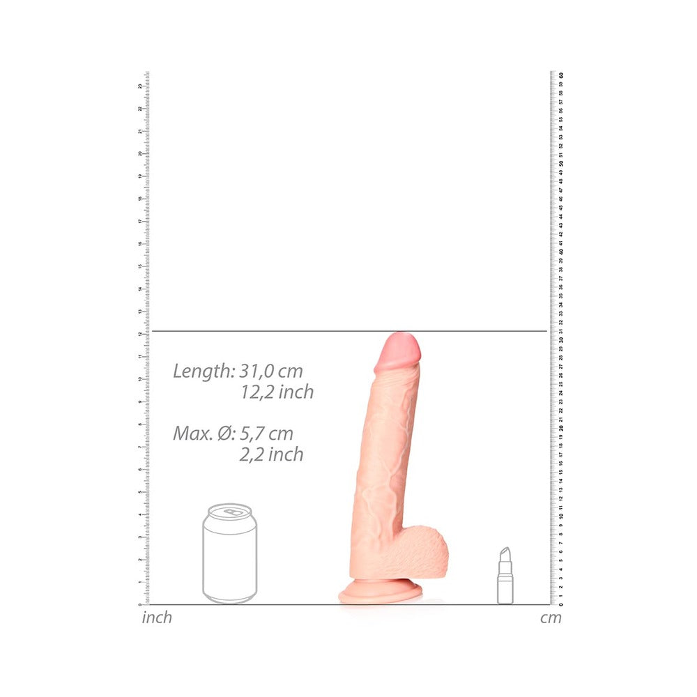 RealRock Realistic 11 in. Straight Dildo With Balls and Suction Cup Beige - Fantasies Boutique