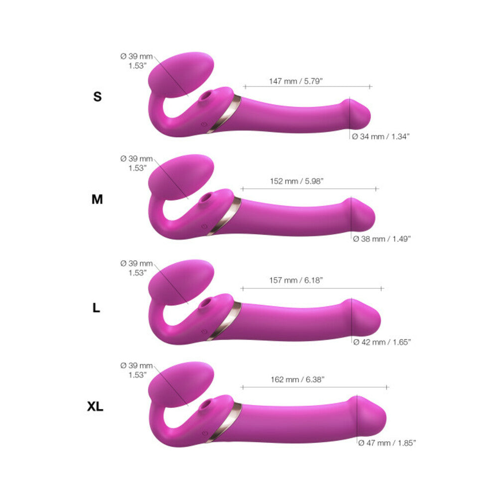 Strap-On-Me Rechargeable Remote-Controlled Multi Orgasm Bendable Strap-On Fuchsia L - Fantasies Boutique