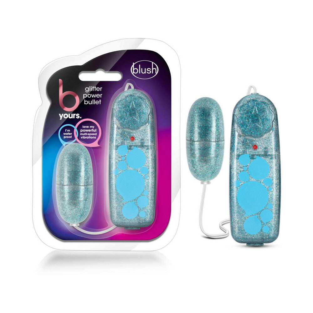 Blush B Yours Glitter Power Bullet Remote-Controlled Egg Vibrator Blue