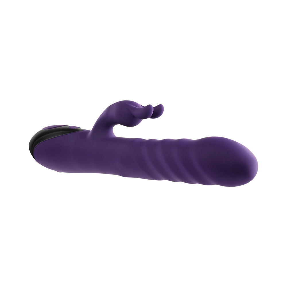 Evolved Rascally Rabbit Rechargeable Thrusting Swirling Silicone Vibrator Purple - Fantasies Boutique
