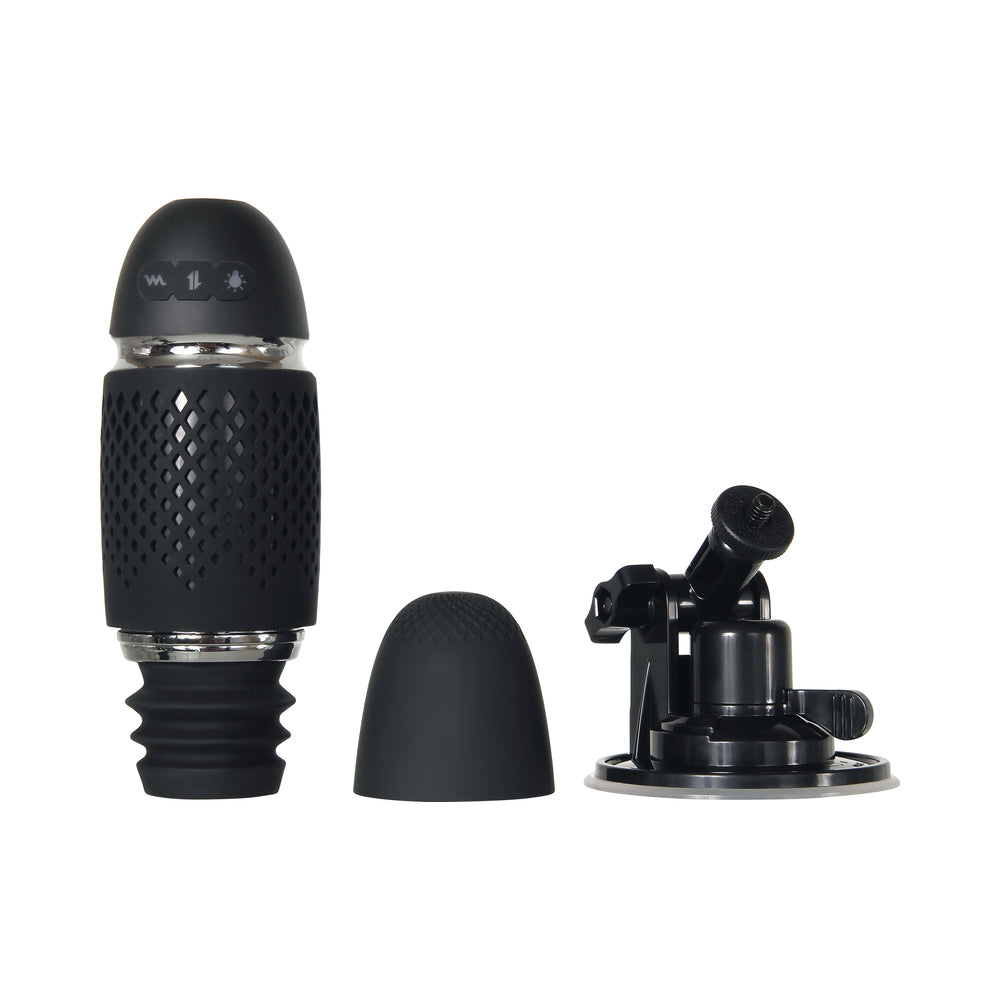 Evolved Thrust & Go Thrusting Vibrator With 2 Shafts and Suction Cup Base Black - Fantasies Boutique