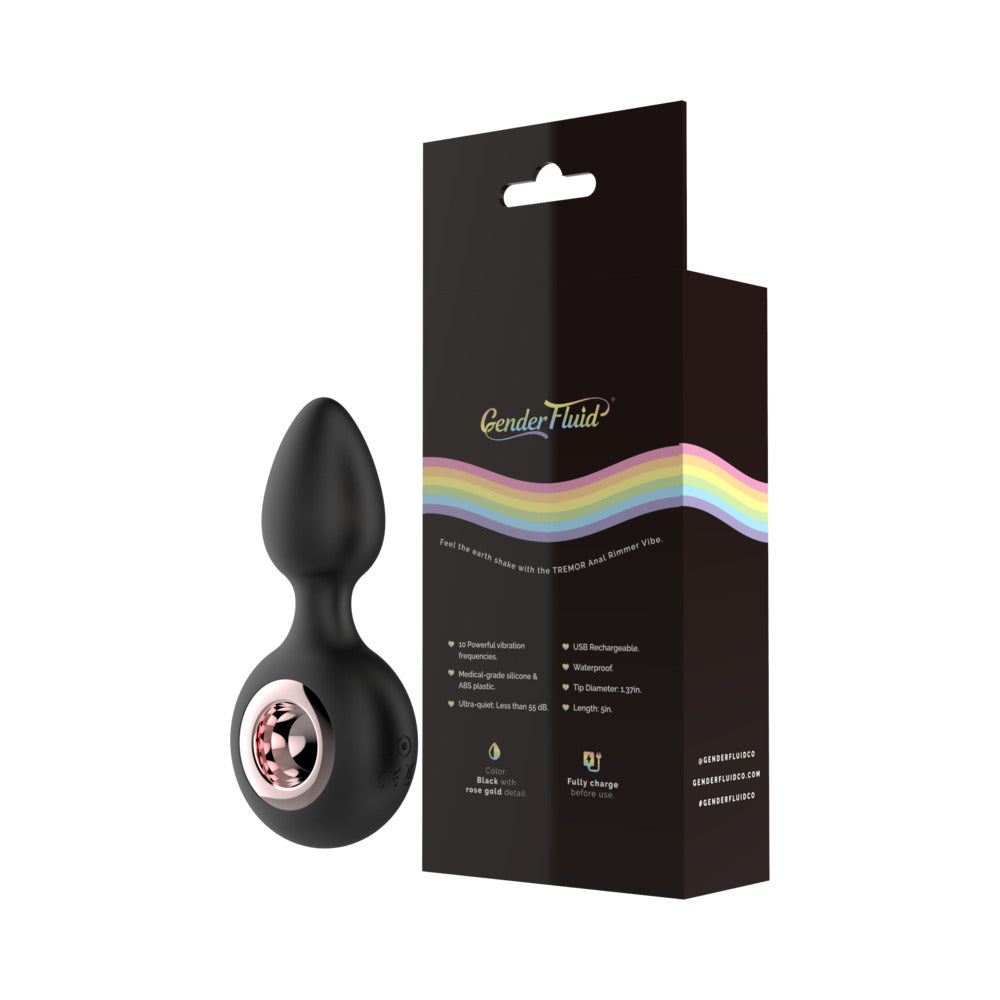 Gender Fluid Tremor Rechargeable Silicone Anal Rimmer Vibrating Plug Black - Fantasies Boutique