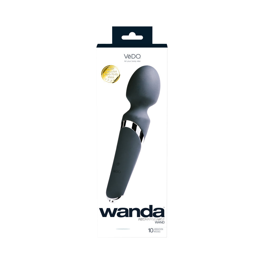 VeDO Wanda Rechargeable Wand Vibe - Just Black - Fantasies Boutique